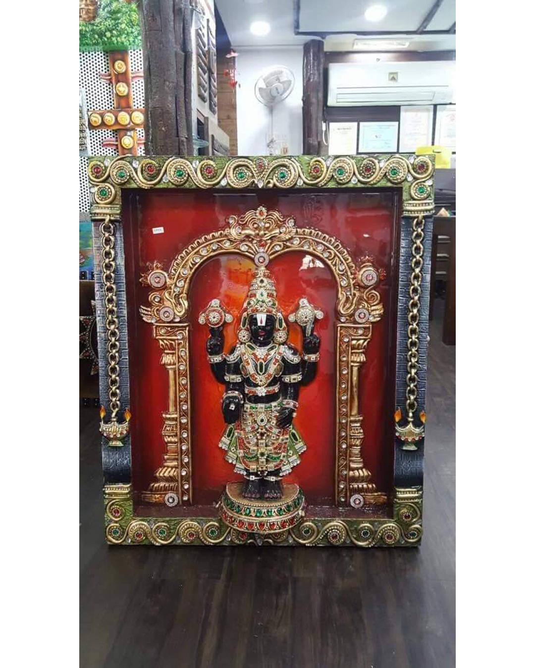 Riddhi Siddhi Art Creations - Ornate Gold Frame Tirupati Balaji Mural